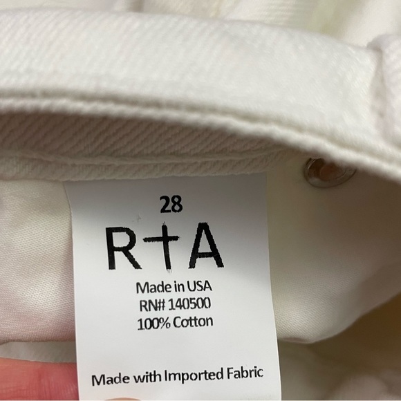 NWT RtA High Rise Straight Leg Distressed Hem Denim Jeans Ivory Size 28 - Picture 8 of 11